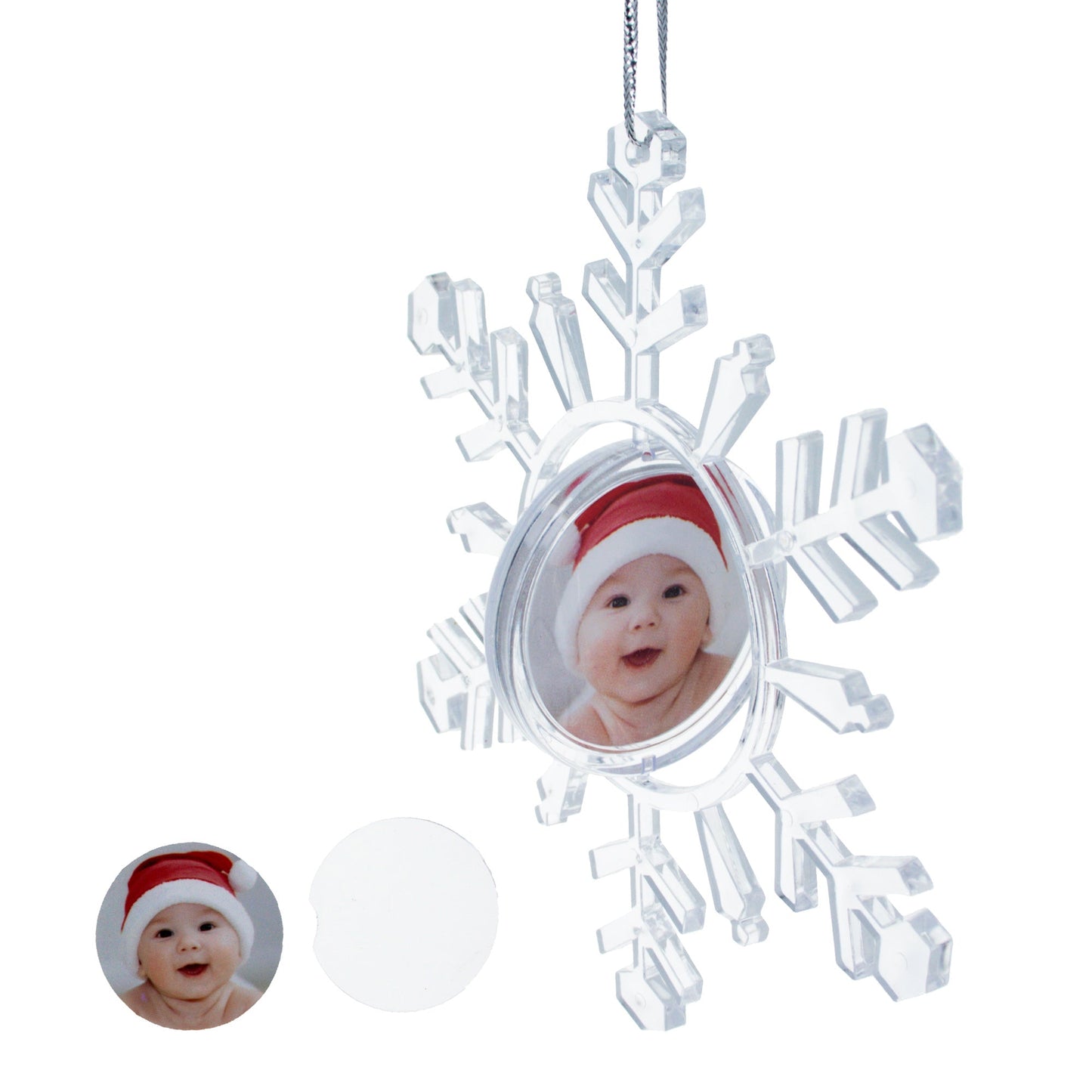 Clear Plastic Christmas Snowflake Frame Ornament