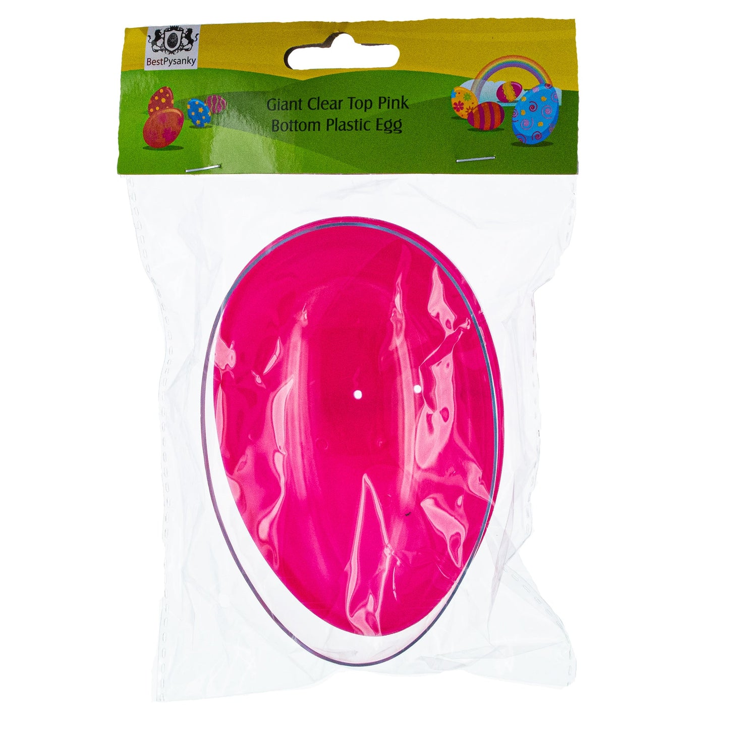 Large Fillable Clear Top Pink Bottom Plastic Easter Egg 5.1 Inches