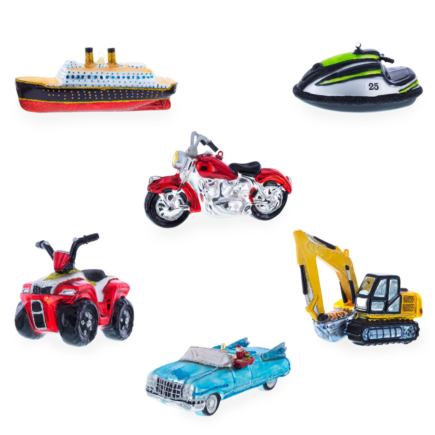 Retro Toy Car Glass Christmas Ornament