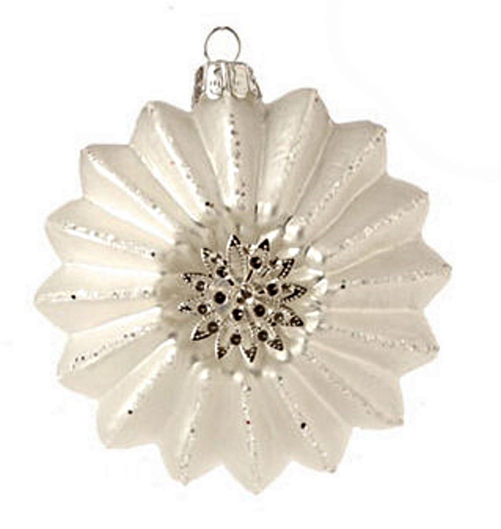Glittered Star Glass Ornament White