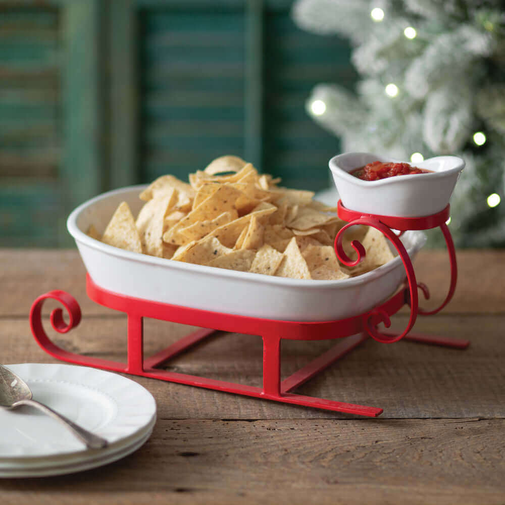 Vintage Christmas Party Platter Sled
