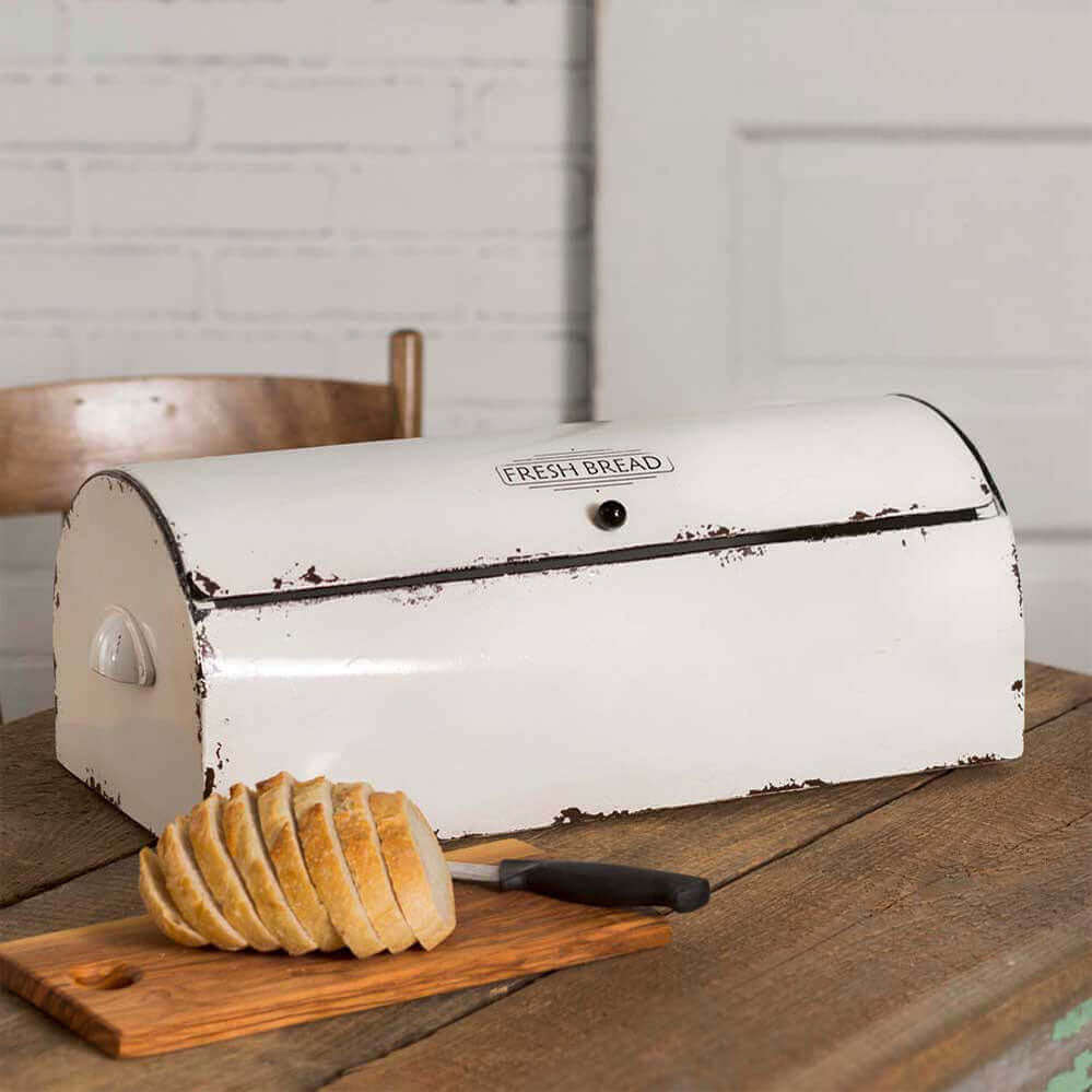 Vintage Bread Box in White