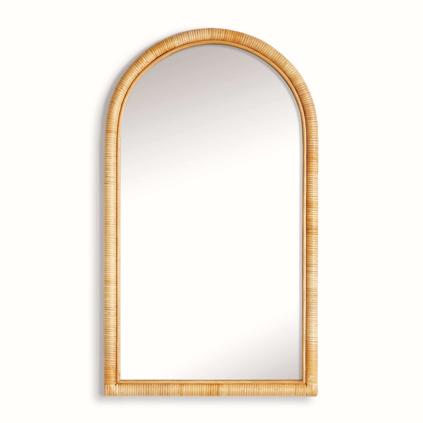 Vintage Rattan Framed Arch Wall Mirror for Coastal Homes
