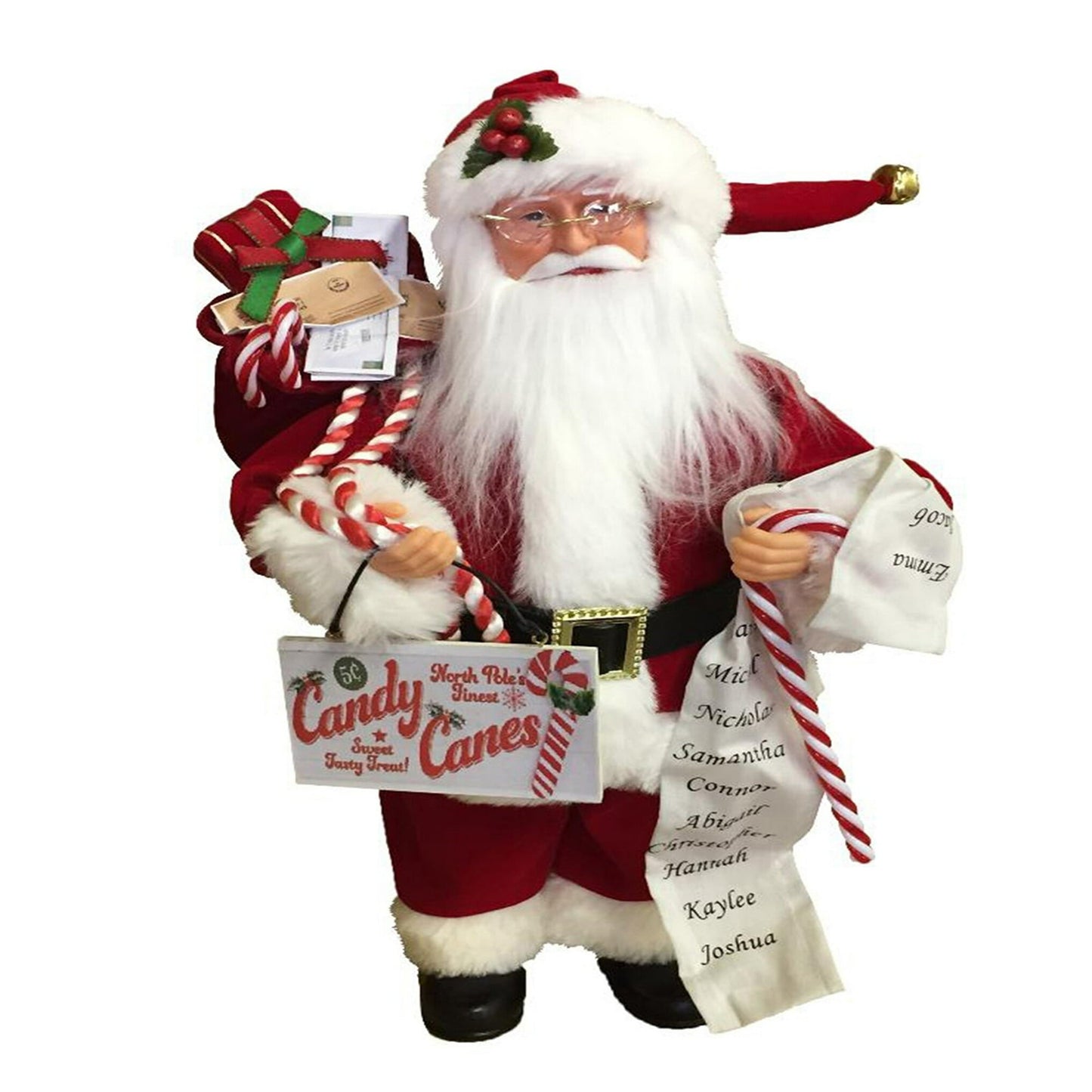 Candy Cane Claus Santa Figurine
