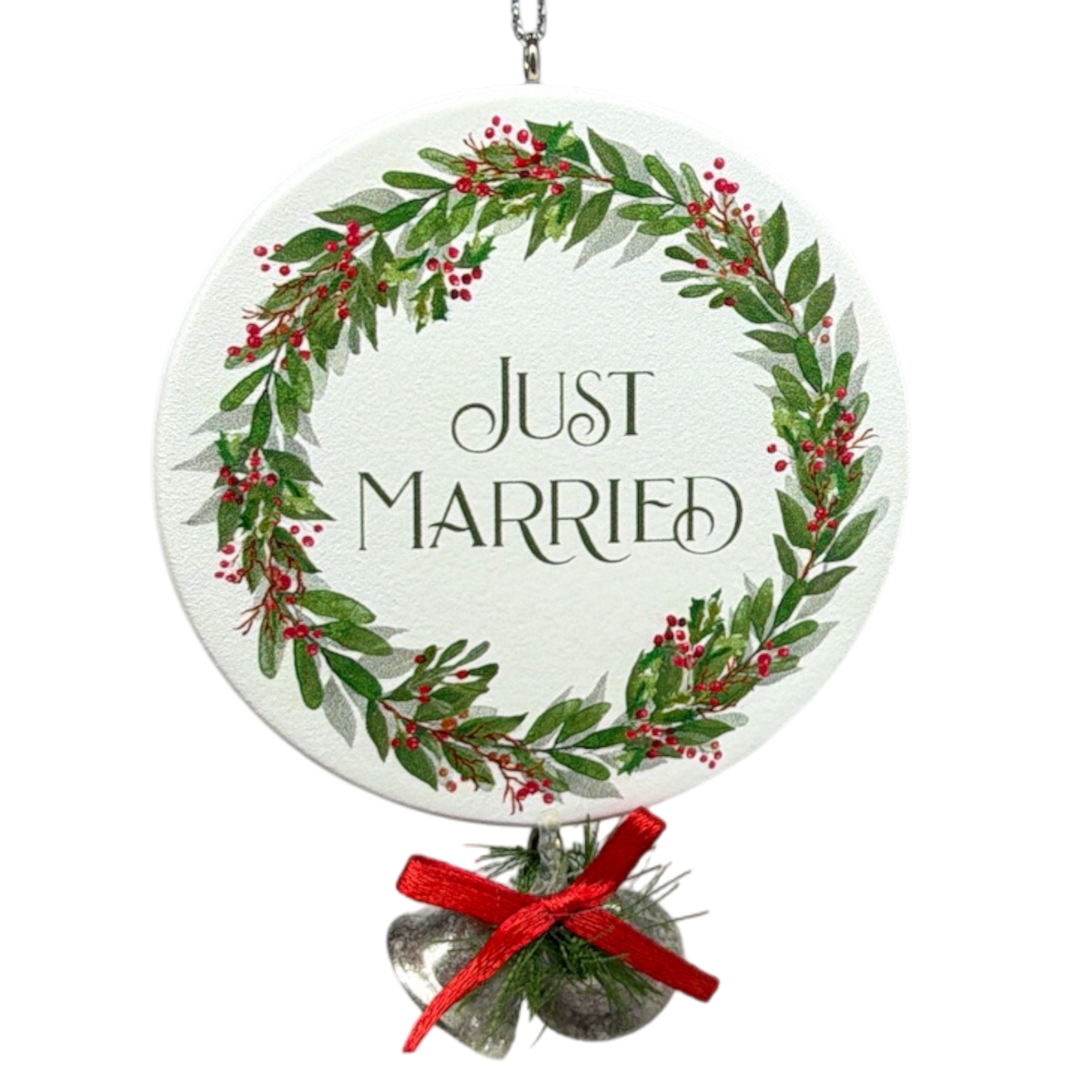 Just Married With Wedding Bells Ornament