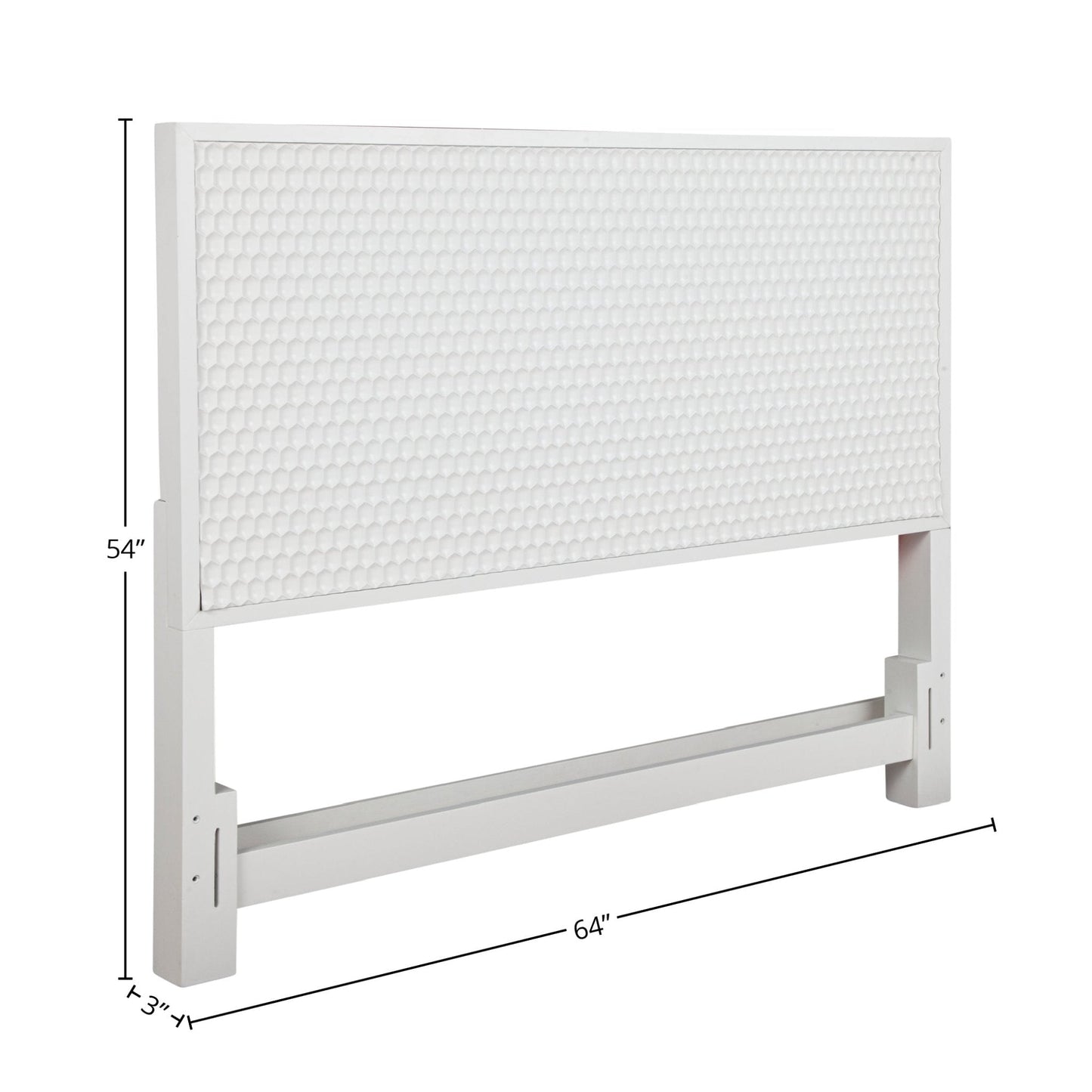 White Pearl Headboard in white finish with textured design and dimensions 54" height by 64" width.