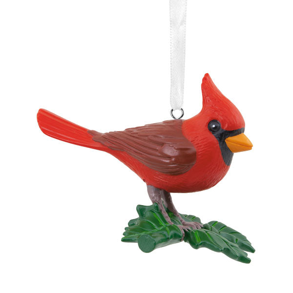 Cardinal Perched on a Holly Leaf - Ornament
