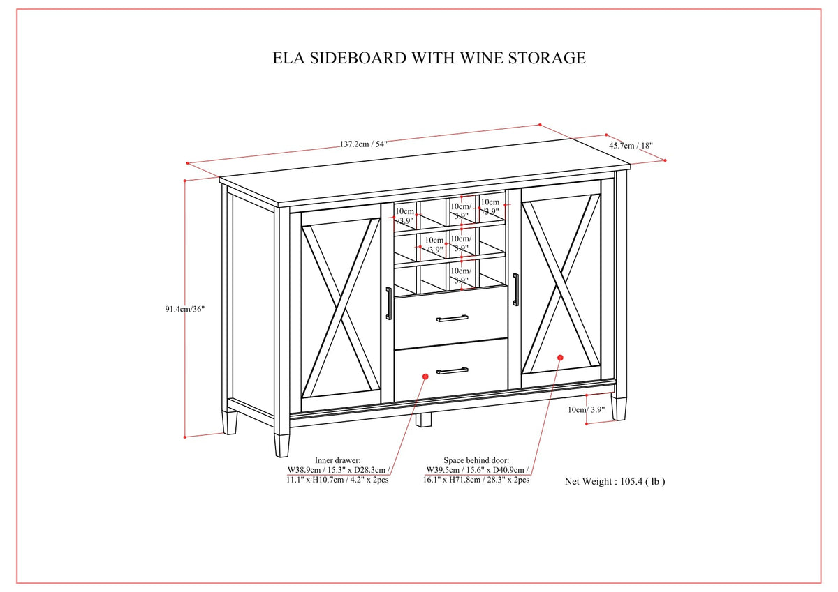 Ela - Sideboard with Wine Storage - Smoky