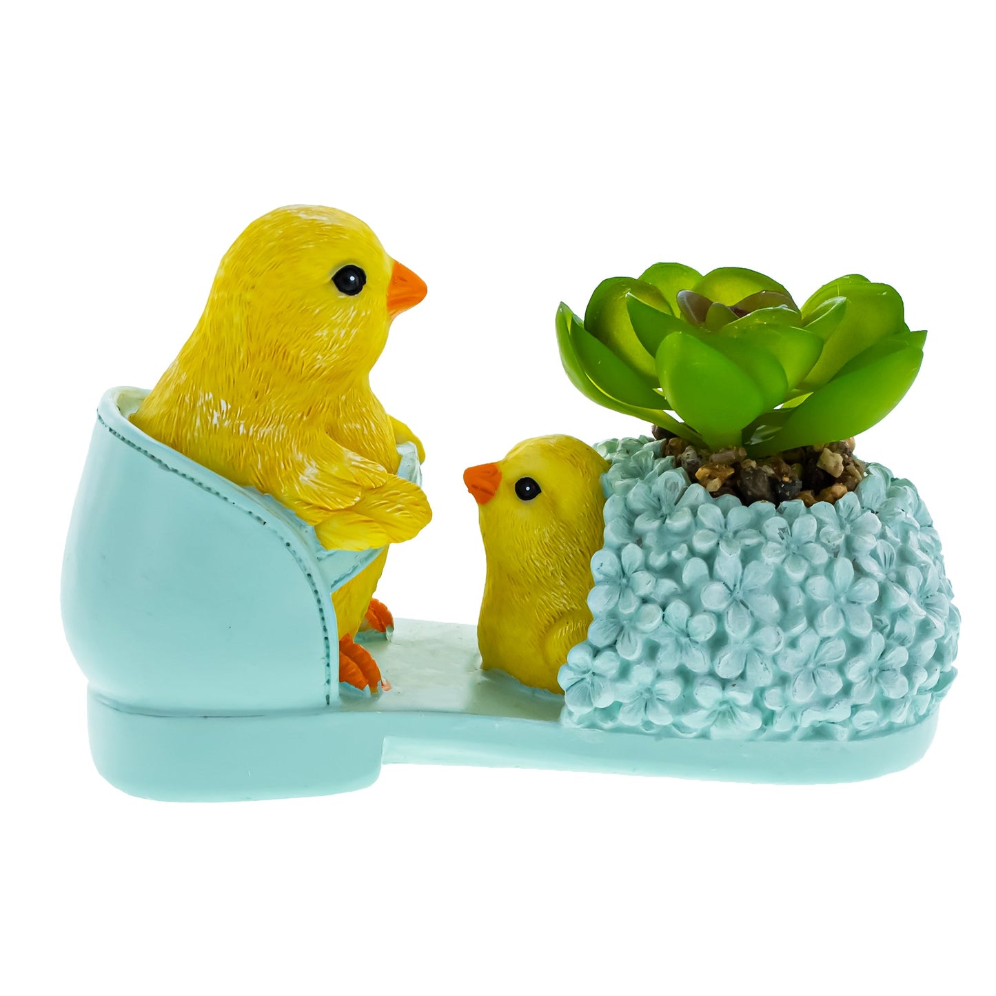Easter Chick Planter – Decorative Shoe-Shaped Succulent Pot with Floral Accents