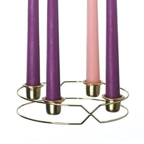 Metal 6.5 inch Advent wreath holder with candles