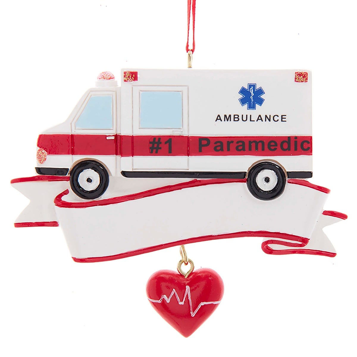 Ambulance Ornament with Hanging Heart