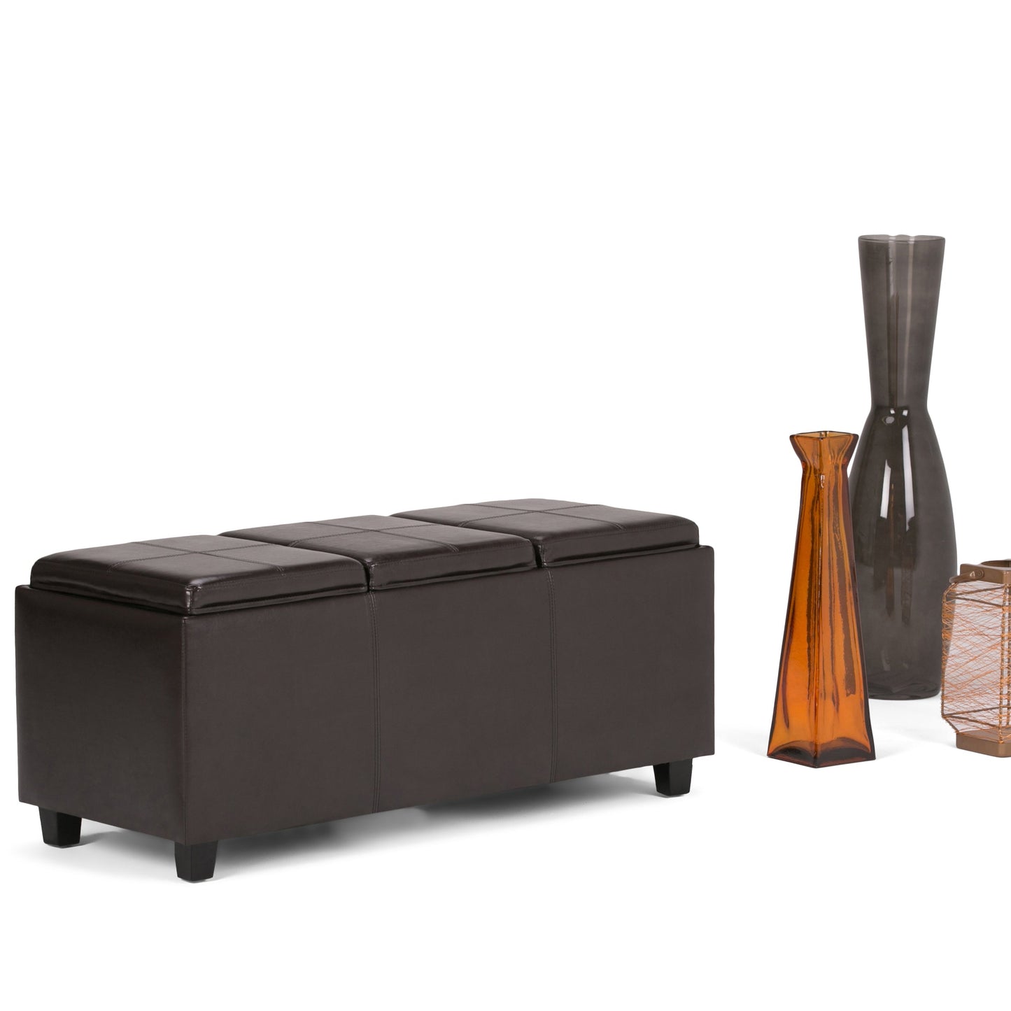 Avalon 42 Inch Wide Storage Ottoman in Tanners