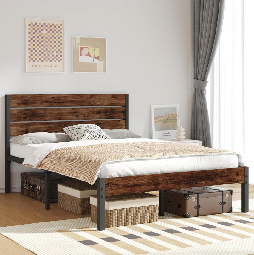 Farmhouse Bedroom featuring a rustic wooden bed frame and cozy decor in natural light.