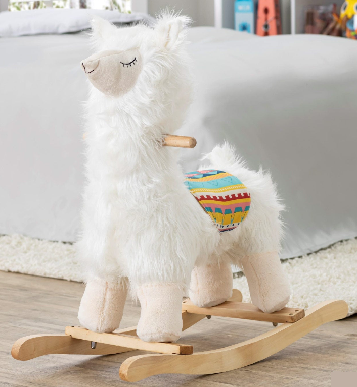 Rocker Toys soft plush llama rocking chair for kids, perfect for playful and imaginative fun.