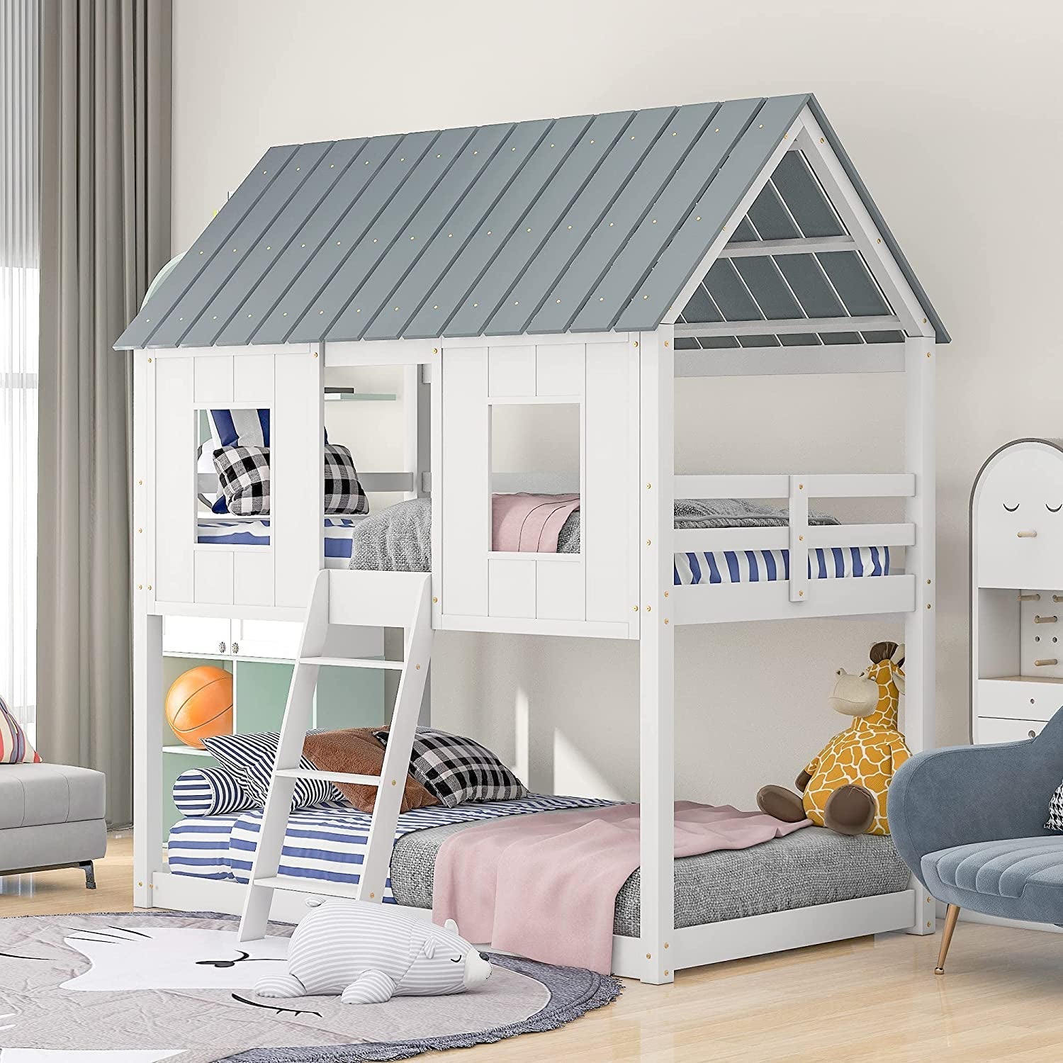 Playhouse Beds featuring a stylish wooden structure with a rooftop, ideal for children's bedrooms.