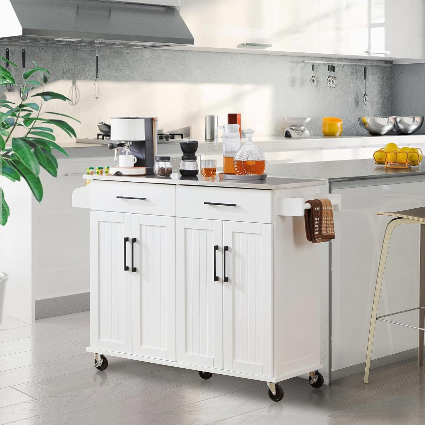 Classic Kitchen with a stylish white kitchen cart, perfect for enhancing functionality and aesthetic in your space.