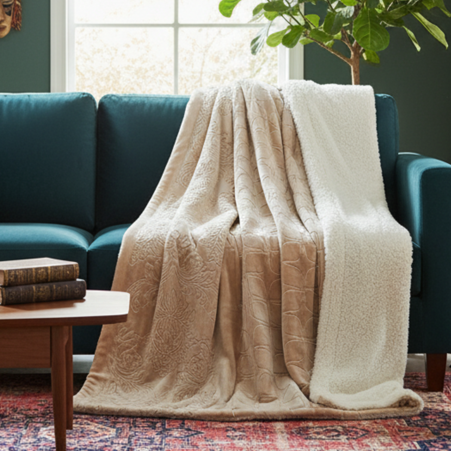 Cozy Electric Blankets elegantly draped on a modern couch, perfect for cold evenings and added warmth.