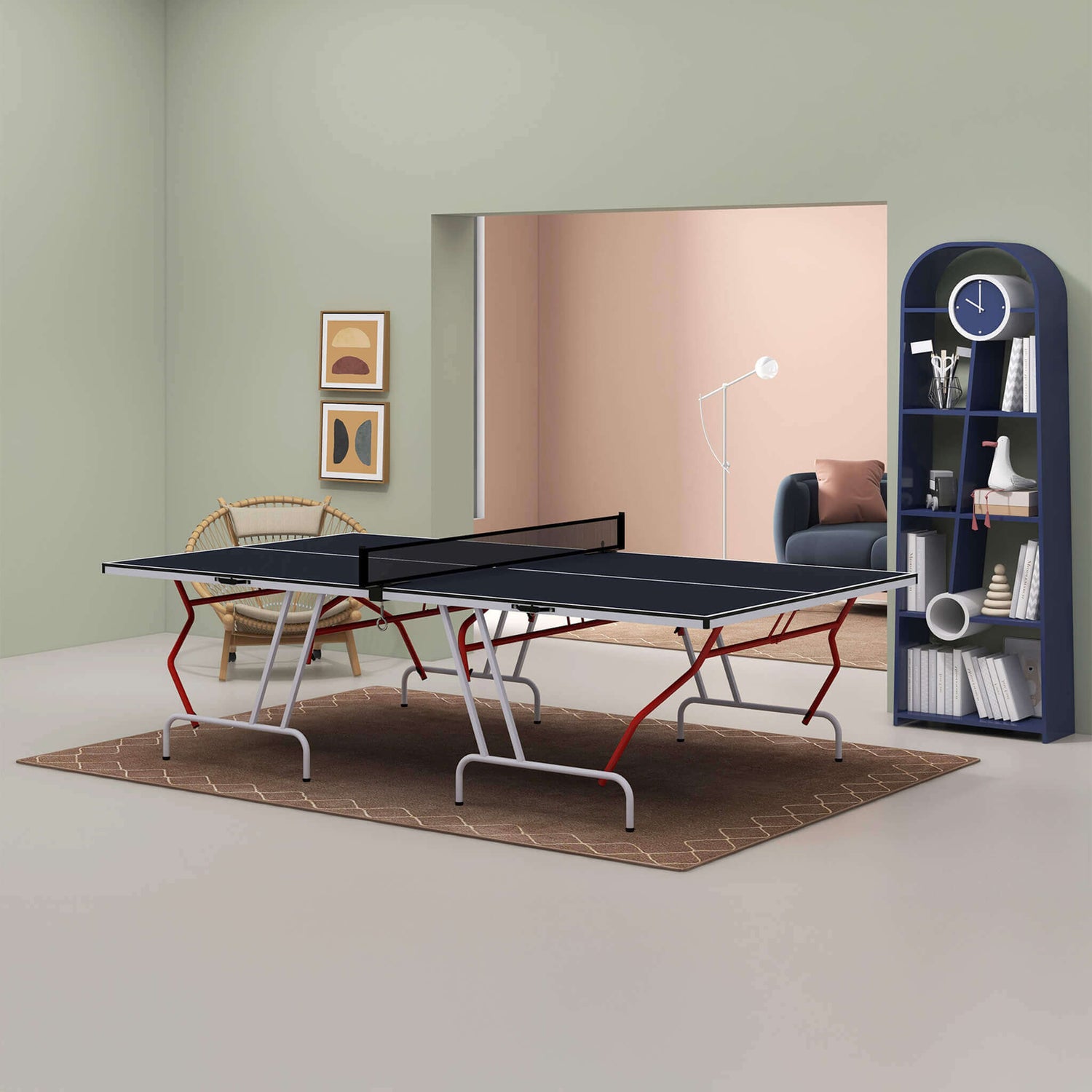 Ping Pong Tables set up in a stylish room with natural light and modern decor.