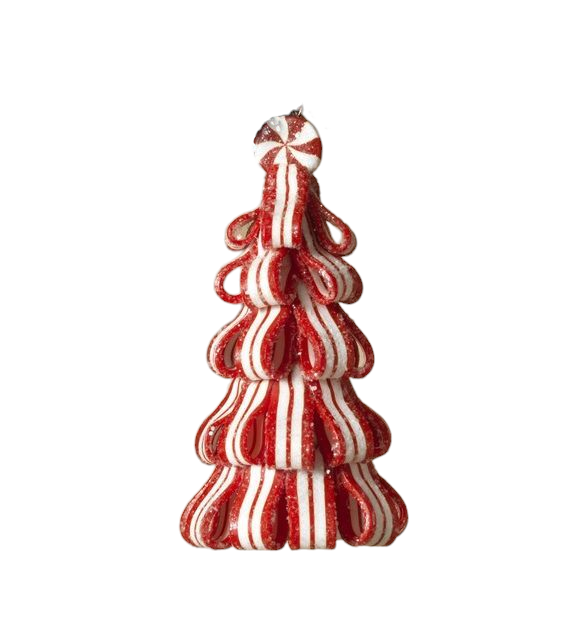 Decorative candy cane tree showcasing beautiful red and white candy canes in festive design.