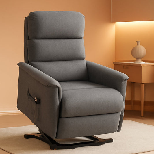 Power Lift Recliner Chair Gray With Remote Control