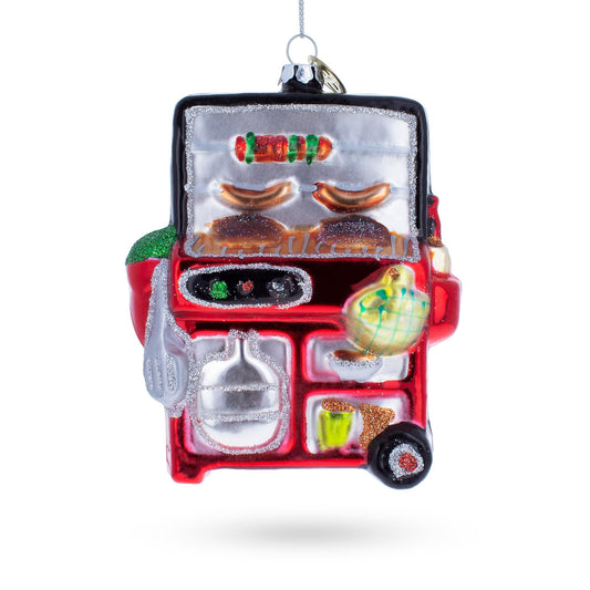 BBQ Grill Glass Christmas Ornament