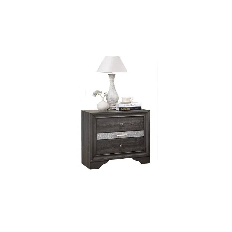 Traditional Queen 5 Piece Storage Bedroom Set in Gray Wood