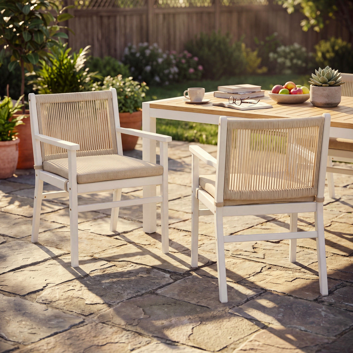 Acacia Wood Outdoor Dining Chairs Set of 2