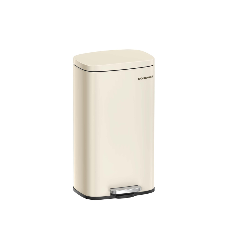 8- Gallon Silver Step-Open Trash Can with Plastic Inner Bucket