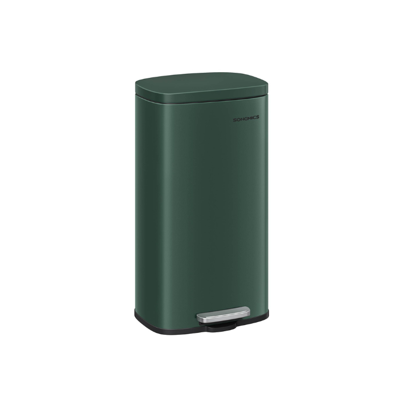 8- Gallon Silver Step-Open Trash Can with Plastic Inner Bucket