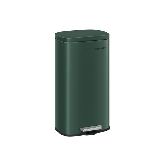 8- Gallon Silver Step-Open Trash Can with Plastic Inner Bucket