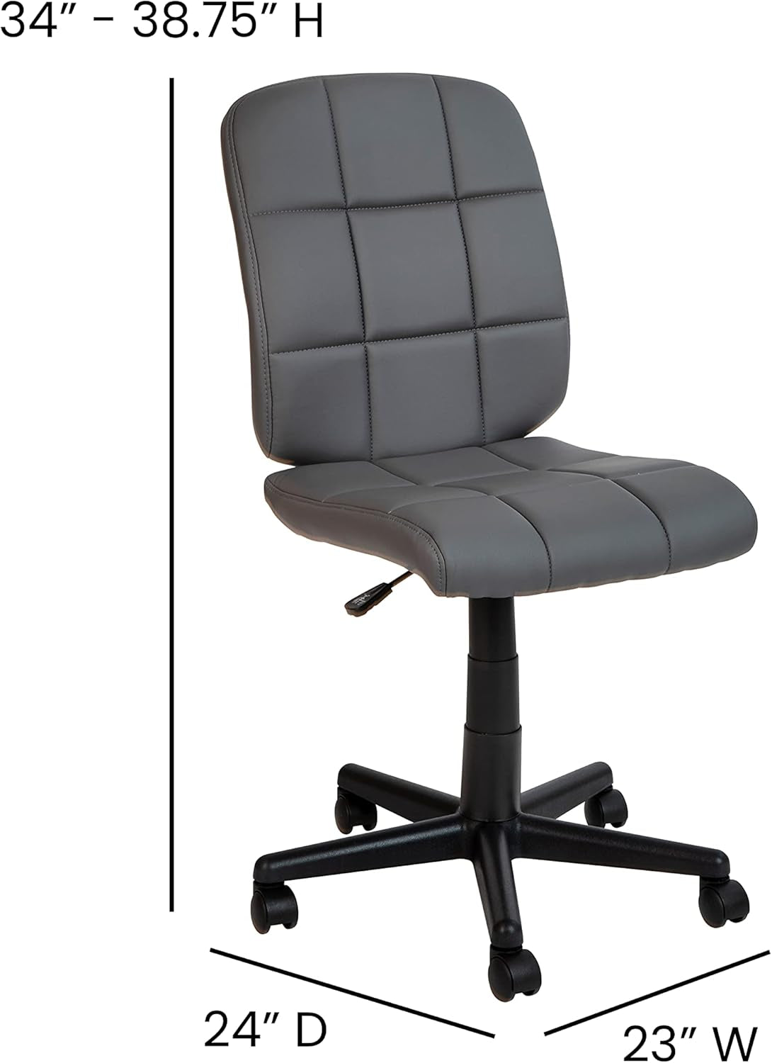 Clayton Mid Back Swivel Task Chair Gray Vinyl Upholstery