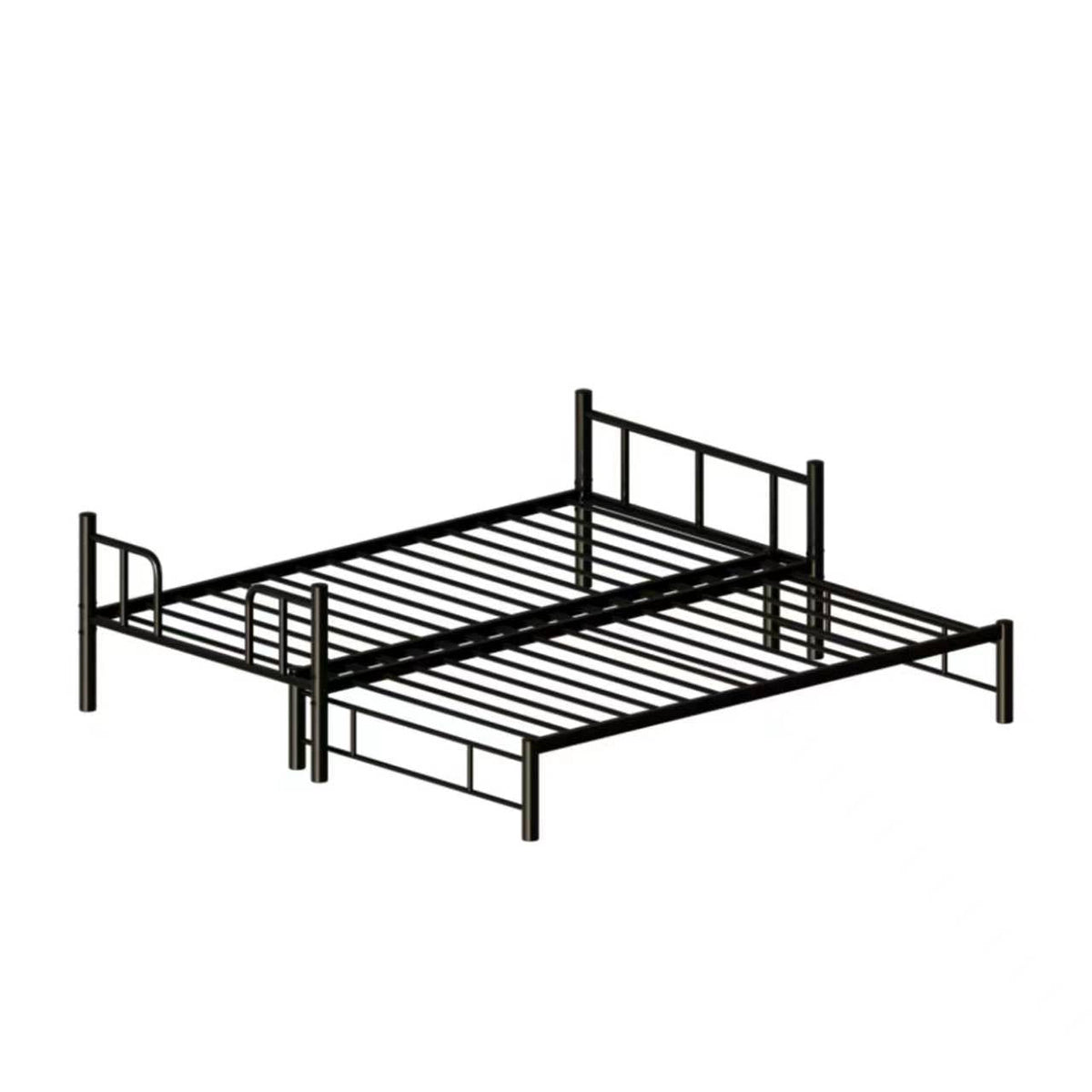 Twin Size Metal Pull-Out Bunk Bed with Guardrail and Built-In Ladder