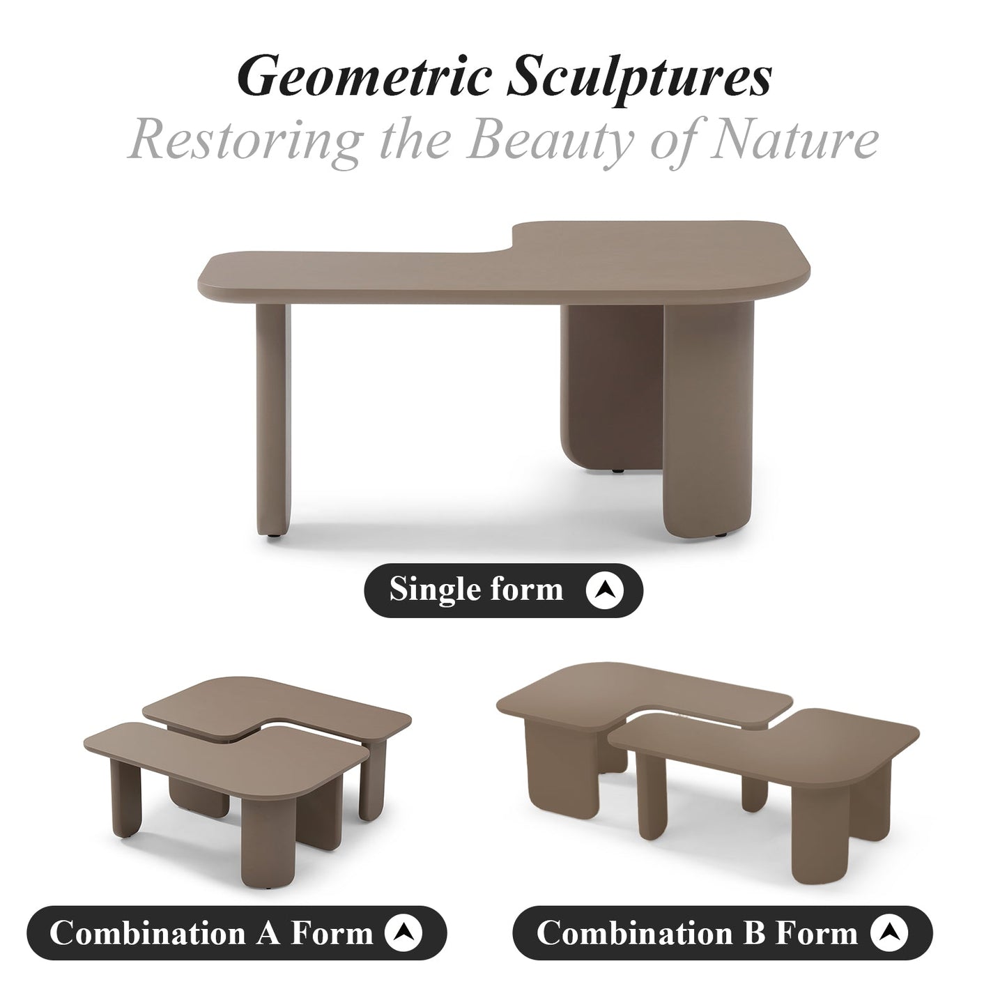 35.43" L-Shape Modern Coffee Table Upgraded