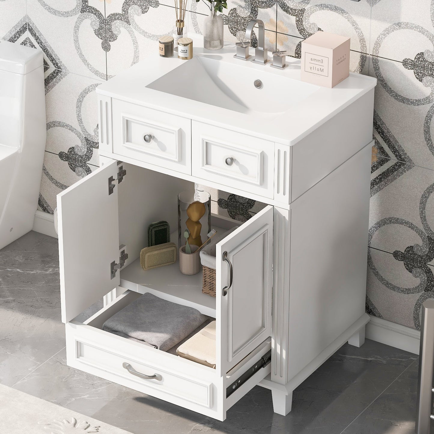 24" Bathroom Vanity with Ceramic Sink
