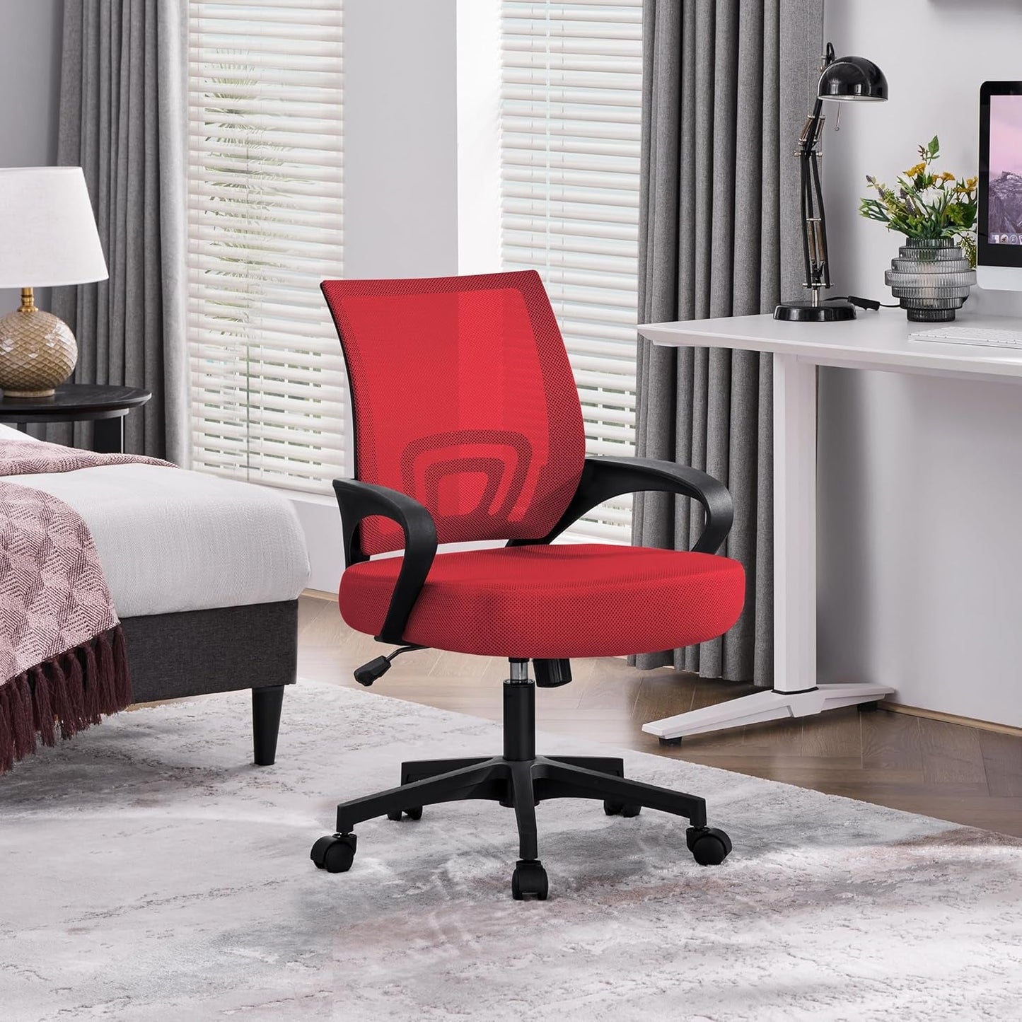 Ergonomic Red Mesh Office Chair With Lumbar Support