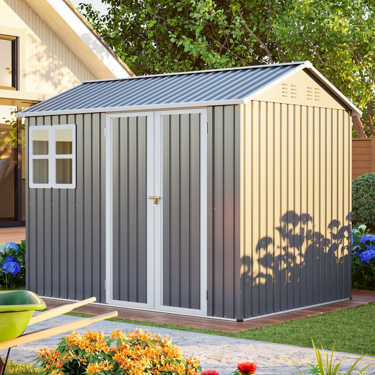 8'x6' Large Steel Storage Shed with Window