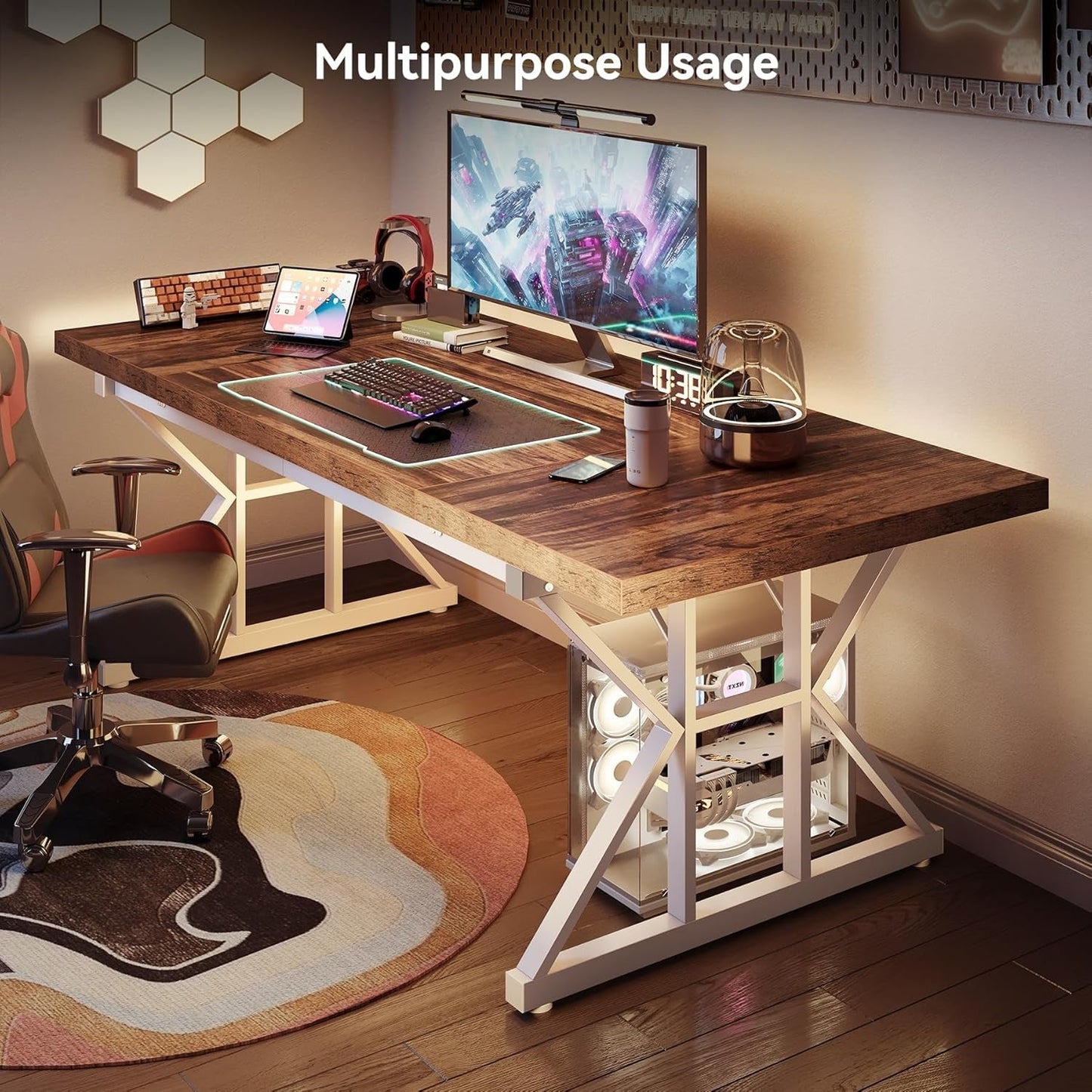 Spacious 70.8 Inch Wooden Executive Desk For Home Office