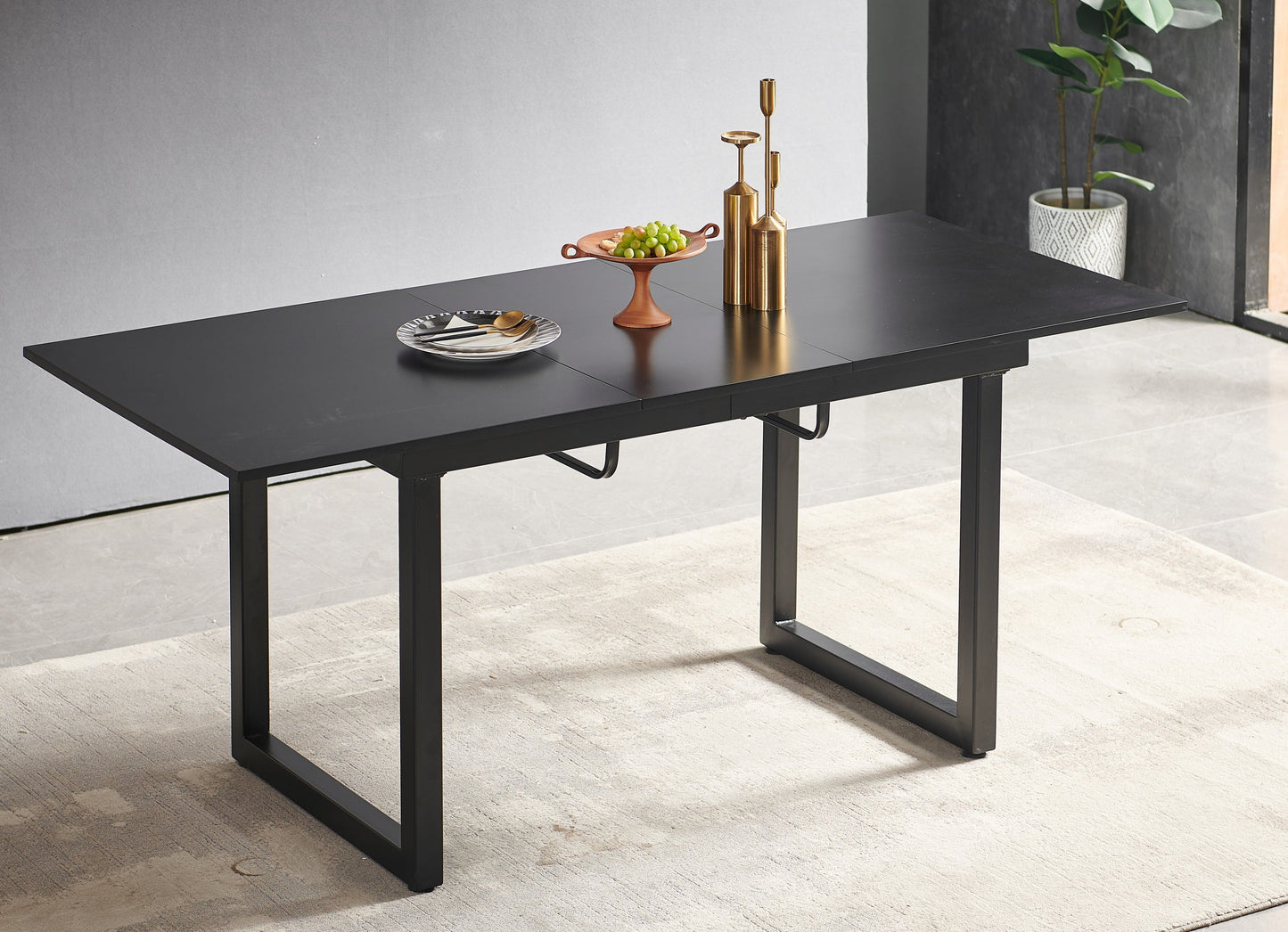 Square Extendable Dining Table with Metal Legs