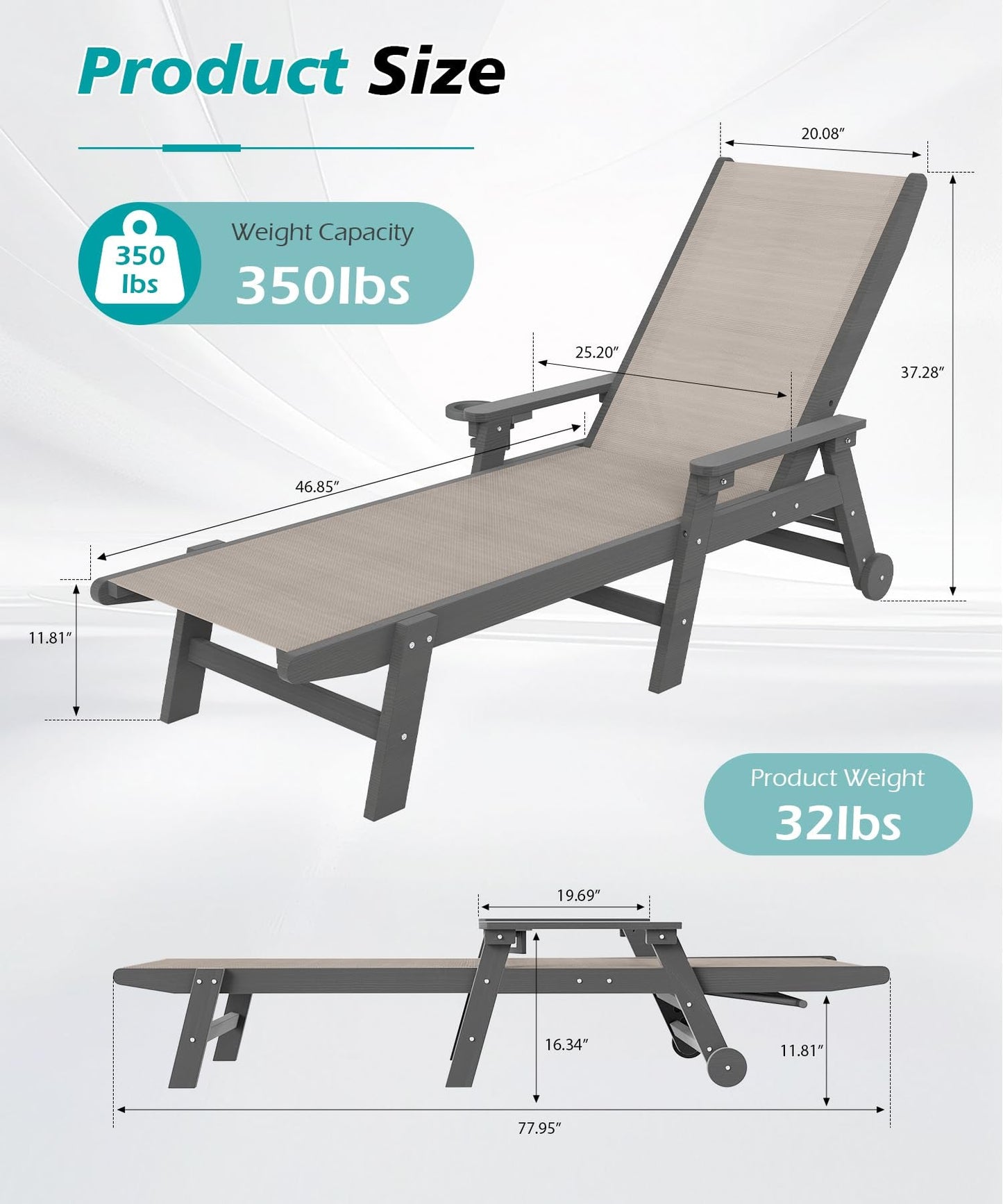 Outdoor Pool Lounge Chairs Set of 2