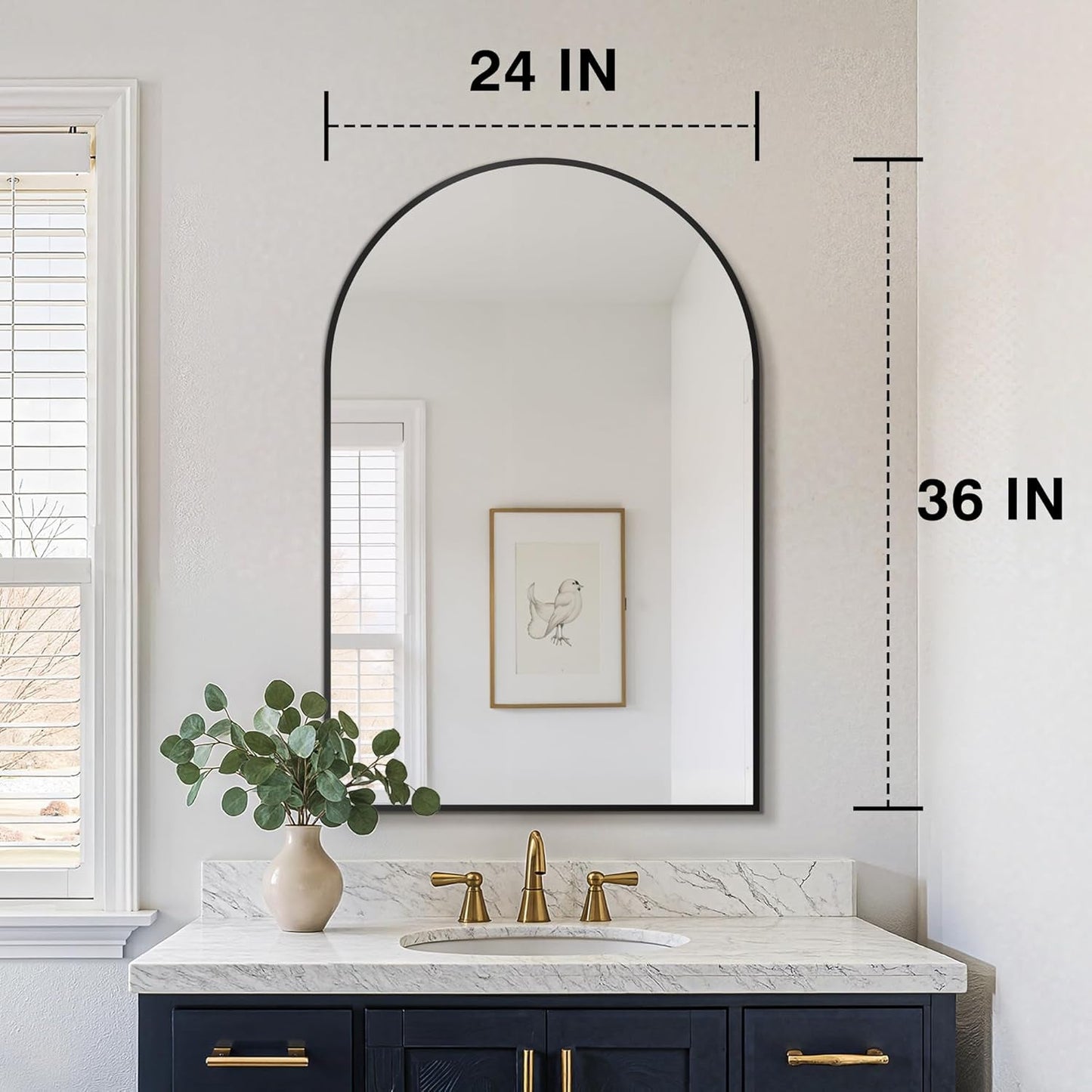 Arched Vanity Mirror 24 By 36 Inches Black Set Of Two