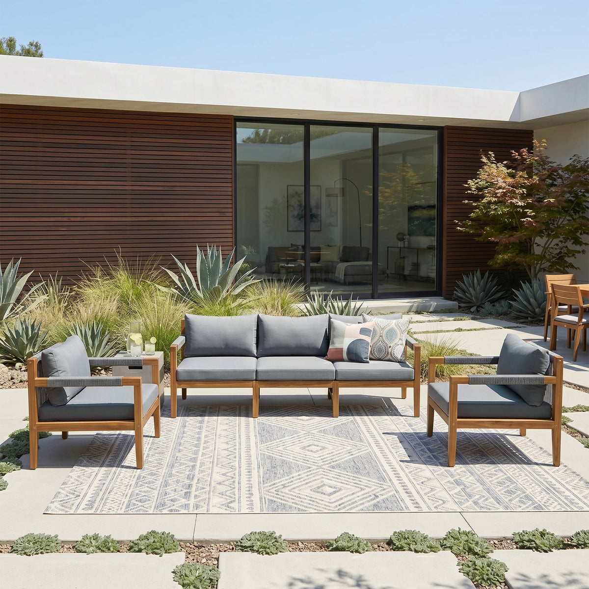3 Pieces Outdoor Sectional Sofa Set