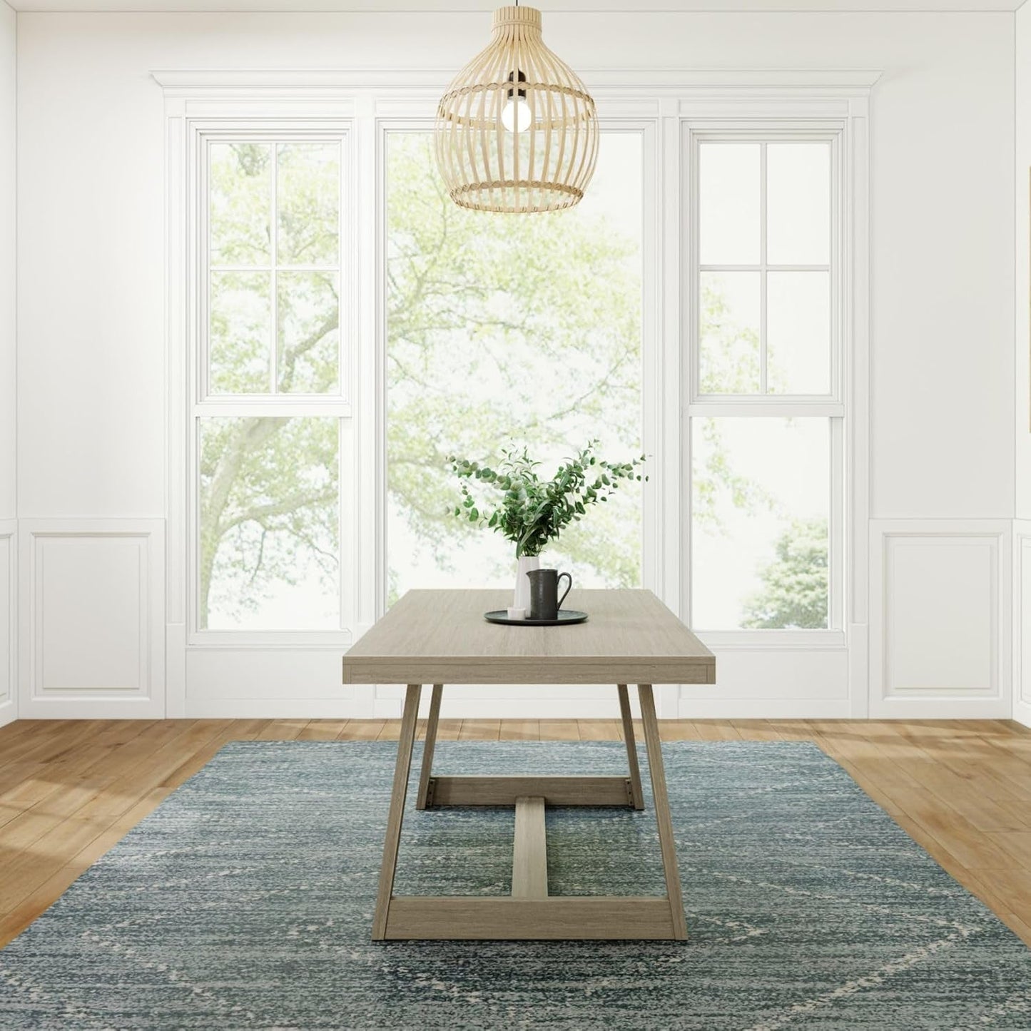 72 Inch Farmhouse Solid Wood Dining Table Rectangular Kitchen Table