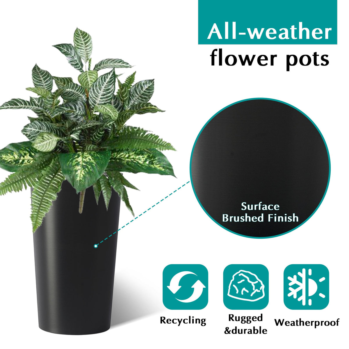 2 Pack Tall 21.7 in Planters for Outdoor Plants