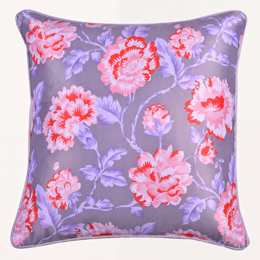 Floral Throw Pillow Covers - 20 x 20 Inches | Pink & Gray Decorative Cushion