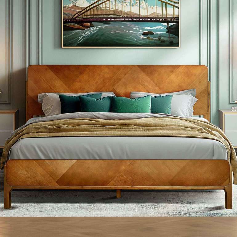 Rorns Bifrost Platform Bed Frame With Headboard for Modern Bedrooms