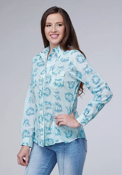 Roper 2066 Floral Print (Blue) - Women's Western Shirt