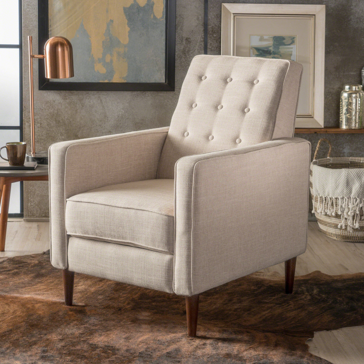 Mid-Century Modern Fabric Recliner Chair