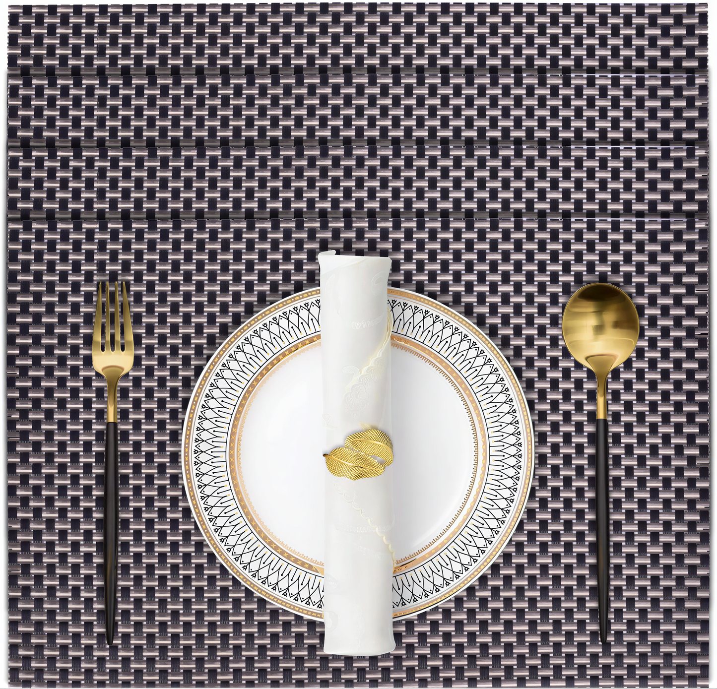 Vinyl Placemats - Heat Resistant Table Protector | Non Slip PVC Kitchen Decor Mats 18x12 Inches