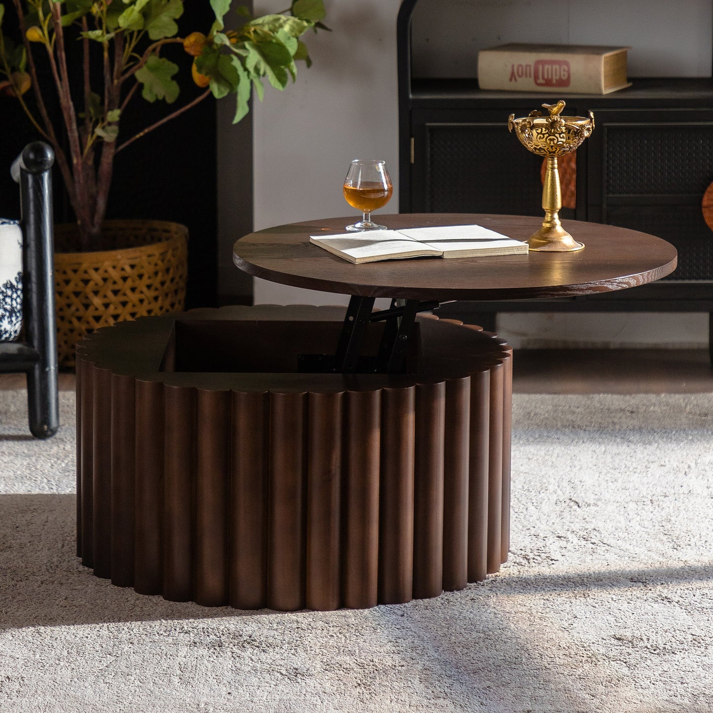 Round Coffee Table With Lift Function