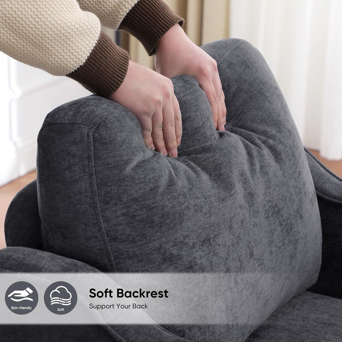 Dark Grey Mid Century Modern Accent Chair For Living Room